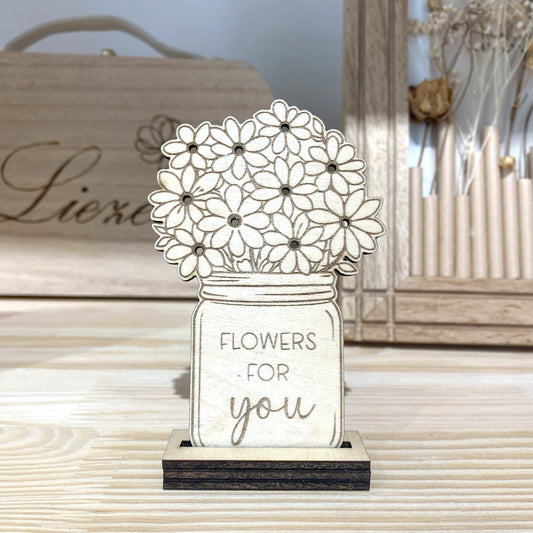 Houten bloemenvaasje – Flowers for you