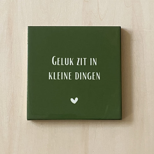 Handgemaakte tegel – Geluk zit in kleine dingen