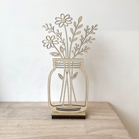 Houten bloemenvaasje – boeket in vaas