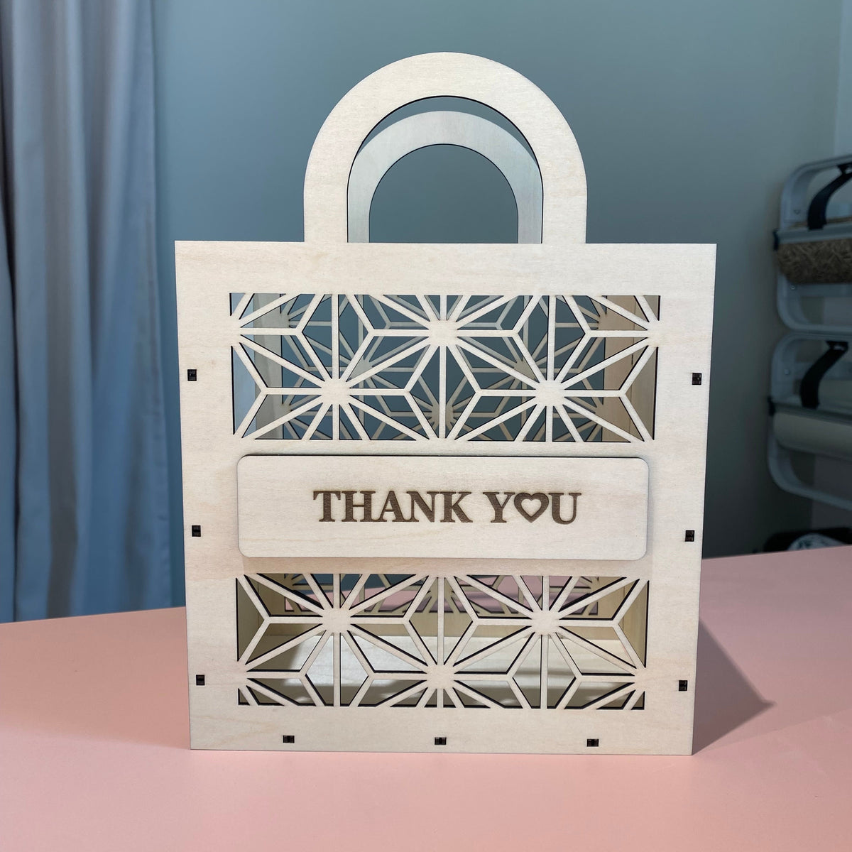 Houten cadeautas met tekst naar keuze 🤎