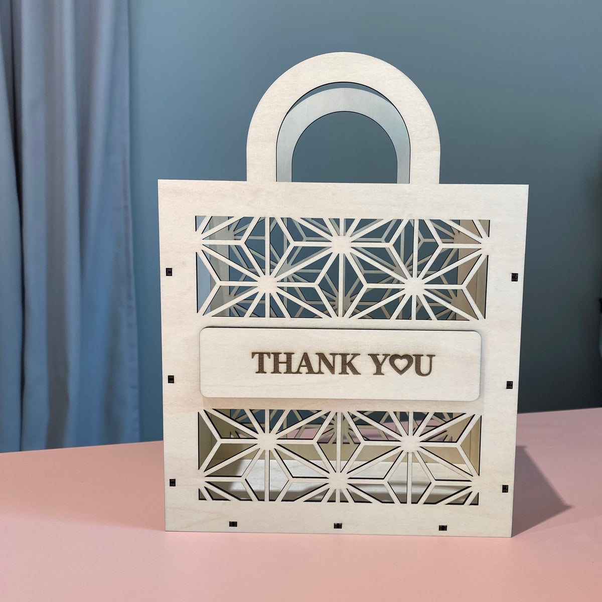 Houten cadeautas met tekst naar keuze 🤎