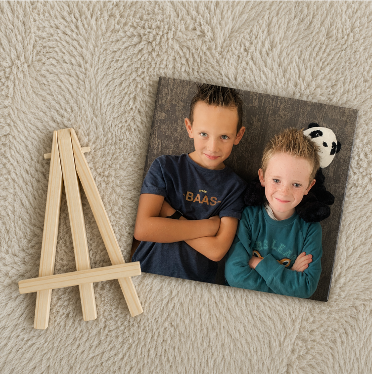 Handgemaakte fototegel – incl. staander en cadeaubox
