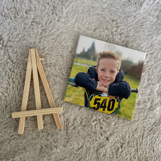 Handgemaakte fototegel – incl. staander en cadeaubox