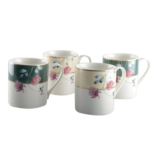 Set van 4 mokken bloemen