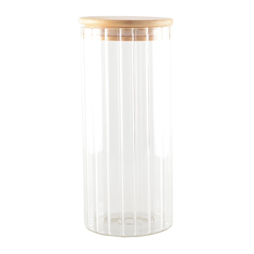9x9x20cm glas- en houten opbergpot