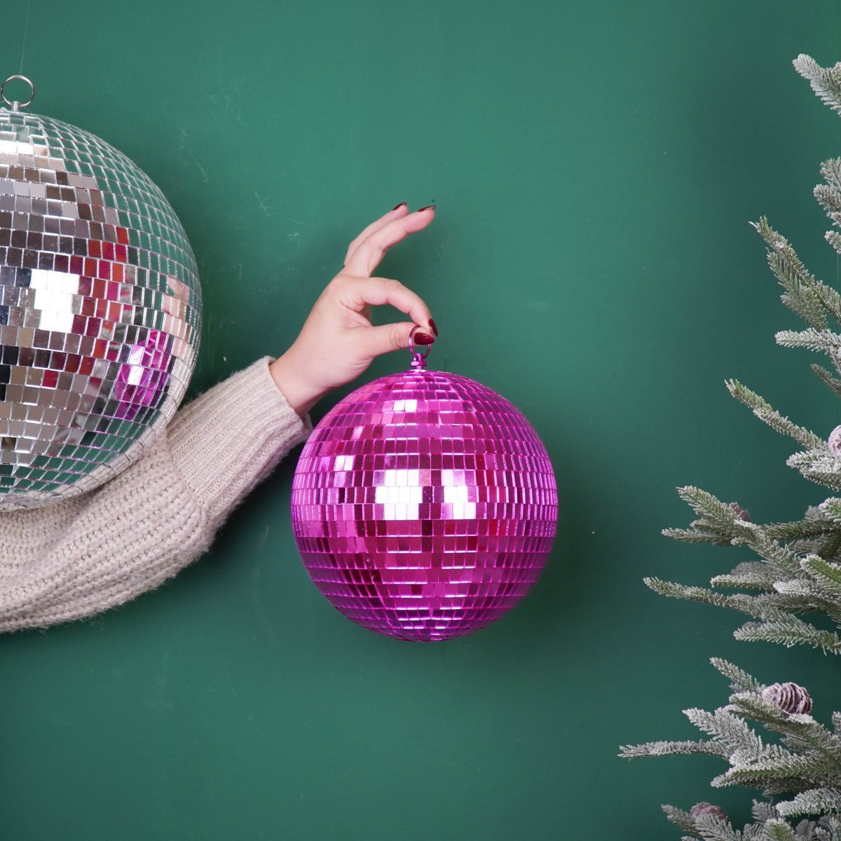 Kerstdecoratie - Kersthanger - Discobal - Foam - Roze - 20x20x20cm