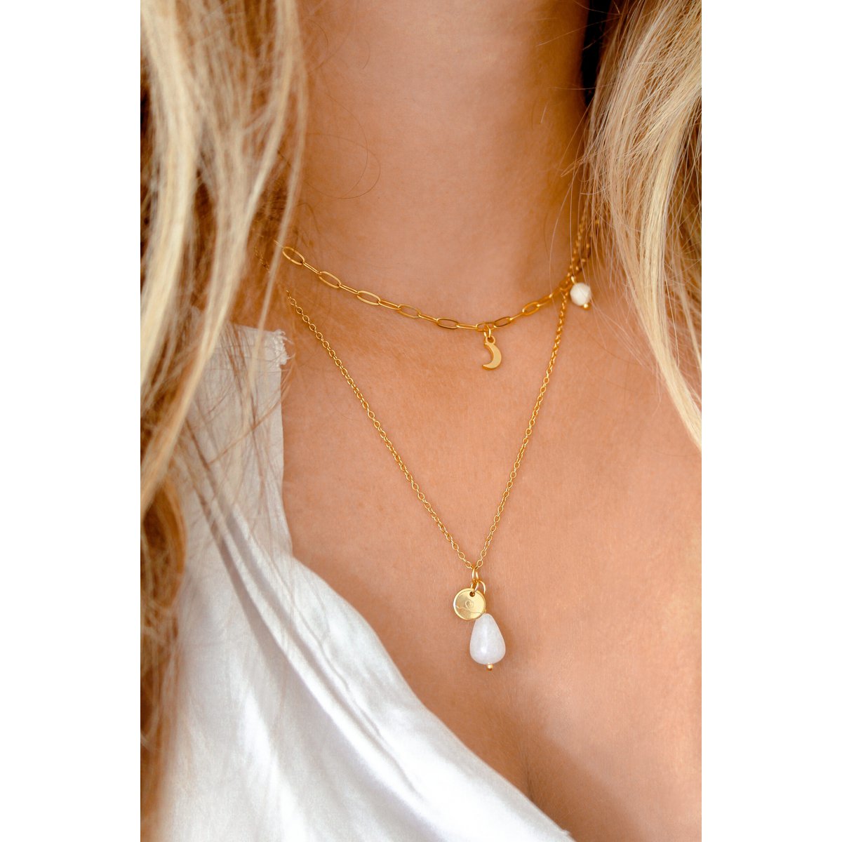 Ketting Jade & Love Bedel - Goud