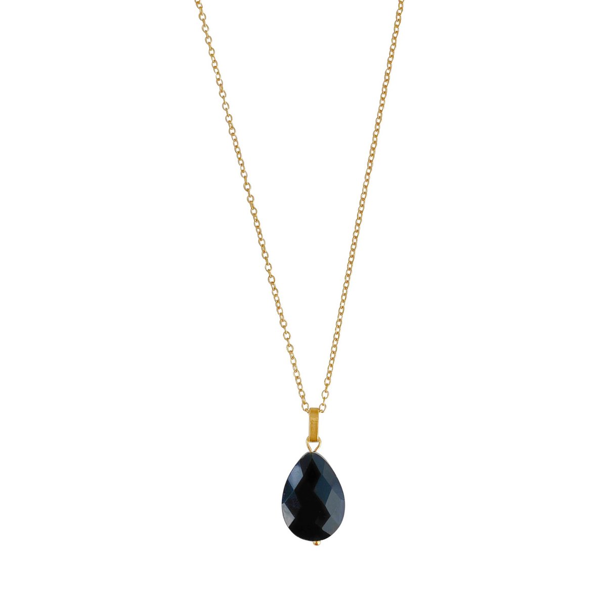 Gouden Facet Zwart Agaat Ketting