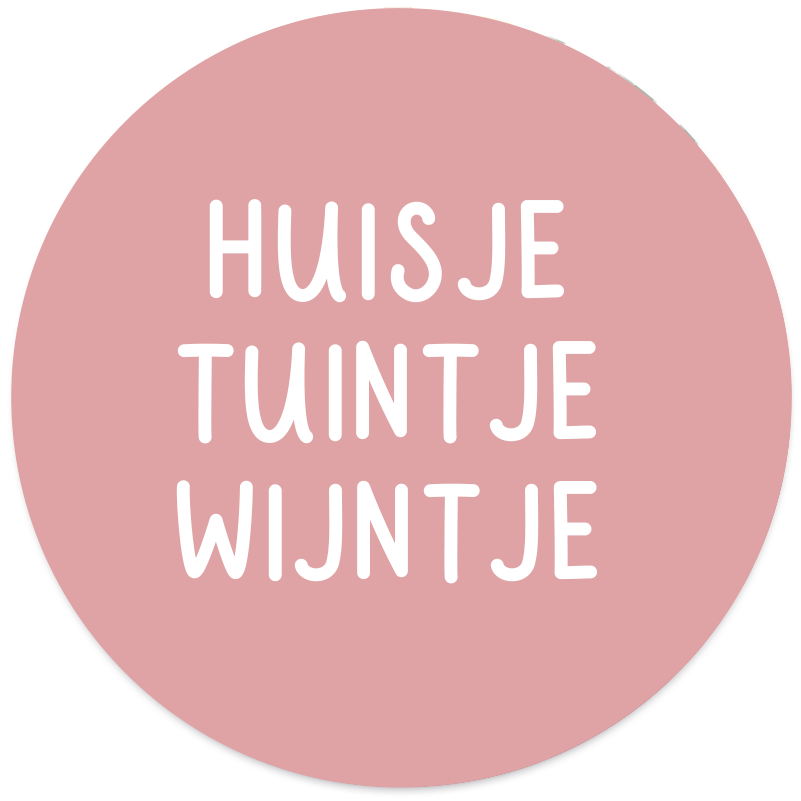 Muurcirkel huisje tuintje wijntje roze