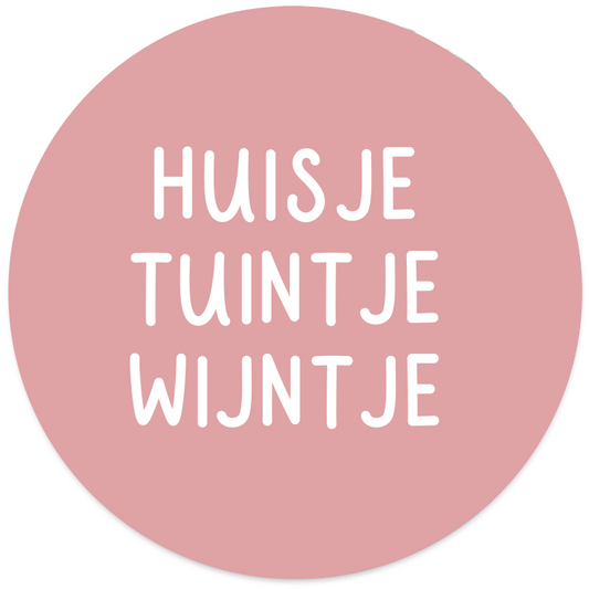 Muurcirkel huisje tuintje wijntje roze
