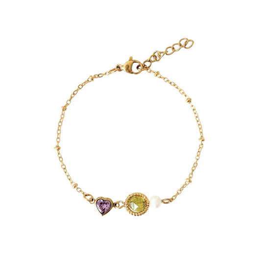 Peridot, Parel & Hartje Armband - Goud