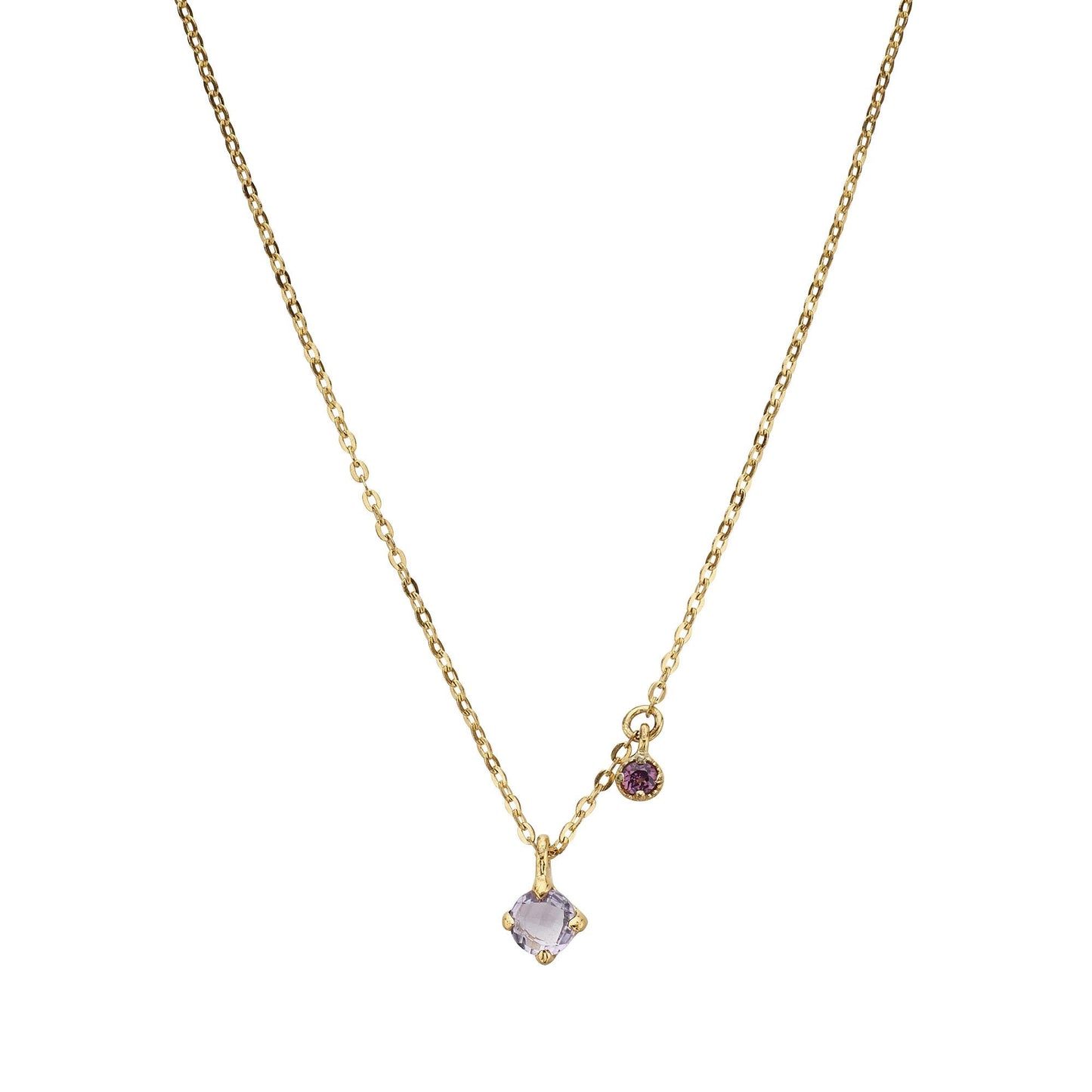 Amethist en rhodoliet granaat verguld collier