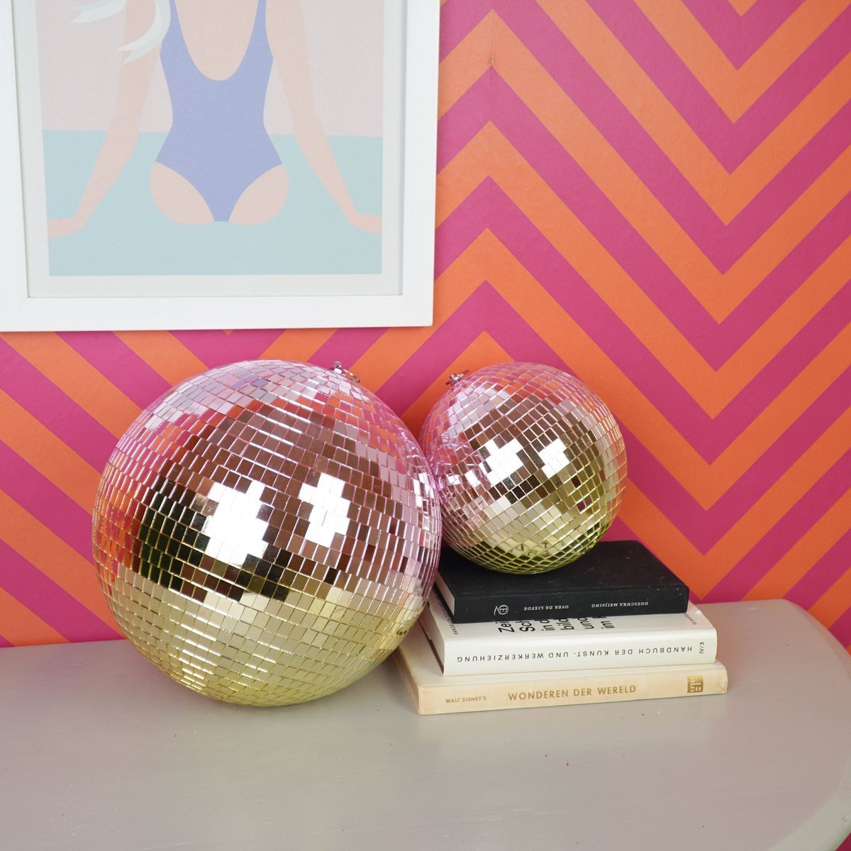 Kerstdecoratie - Kersthanger - Discobal - Foam - Roze/Goud - 20x20x20cm