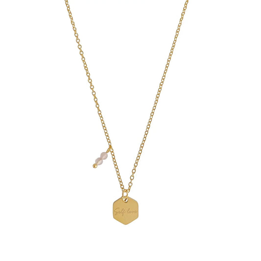 Ketting Self Love & Rozenkwarts - Goud