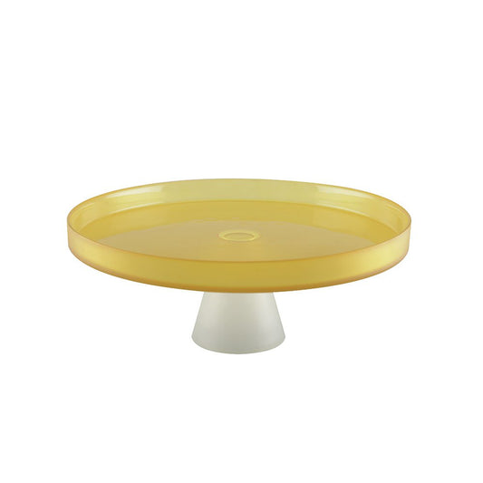 witte/gele glas dienblad - 28 cm