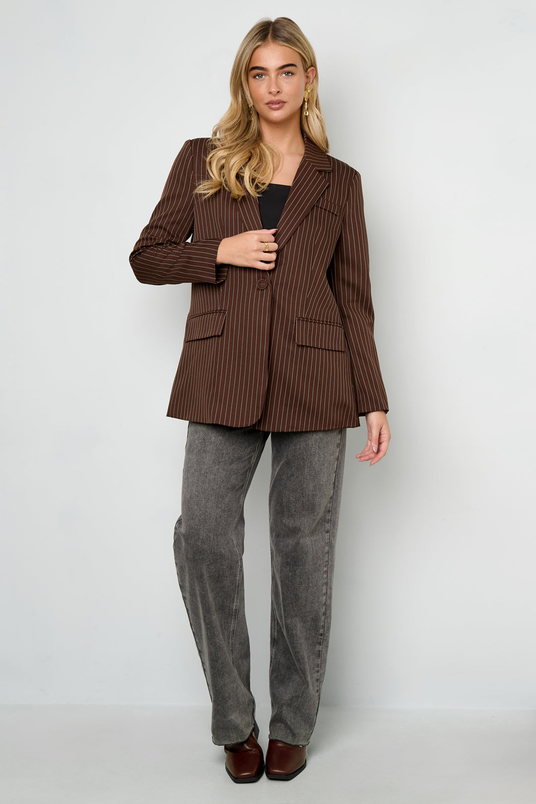 Woven Polyester Fiber Vrouwen Suit Set Elegant Stripes Fall/Winter