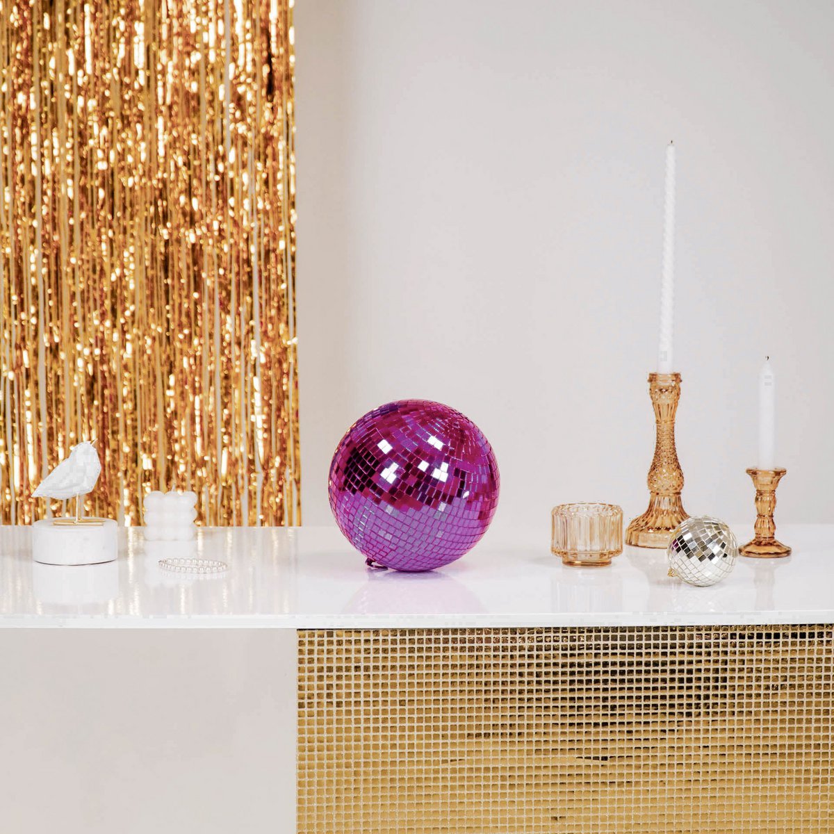 Kerstdecoratie - Kersthanger - Discobal - Foam - Roze - 20x20x20cm