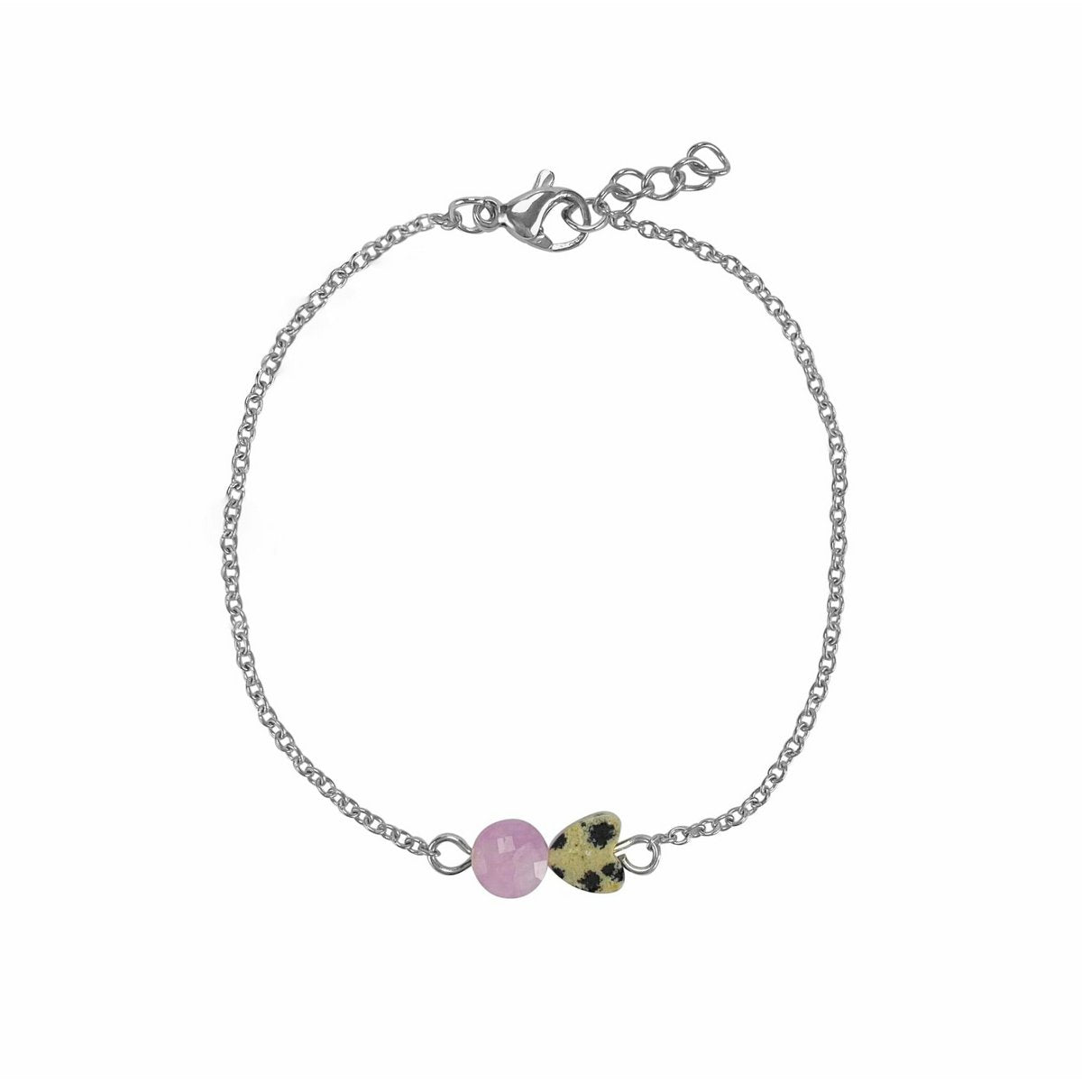 Armbandje Jaspis Hartje & Chalcedoon - Zilver