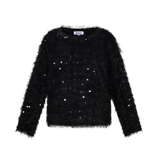 Geweven Polyestervezel Vrouwen Lange Mouw Top Elegante Pailletten