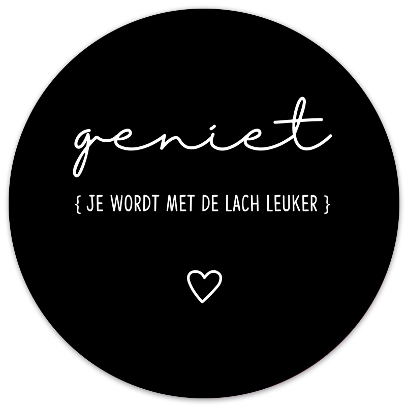 Muurcirkel geniet lach zwart