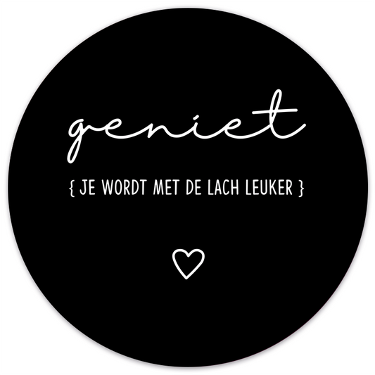 Muurcirkel geniet lach zwart