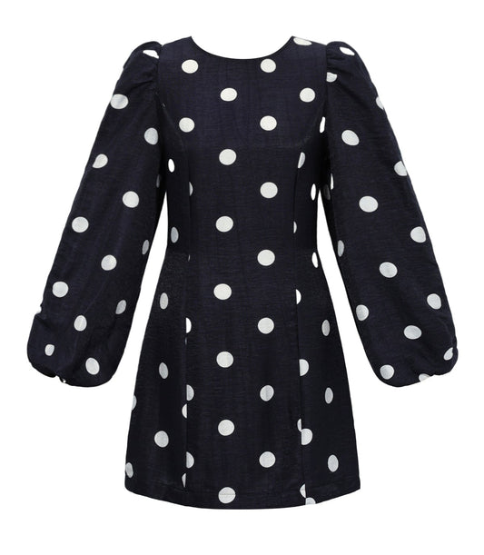 Geweven Polyestervezel Vrouwen Mini Jurk Elegant Polkadots