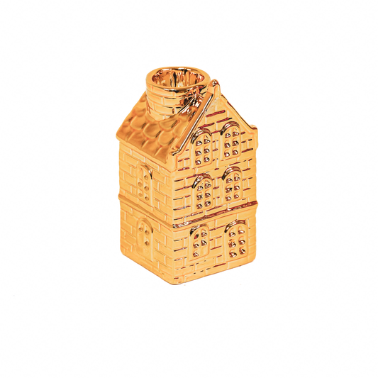 Kaarshouder - Huis - Keramiek - Goud