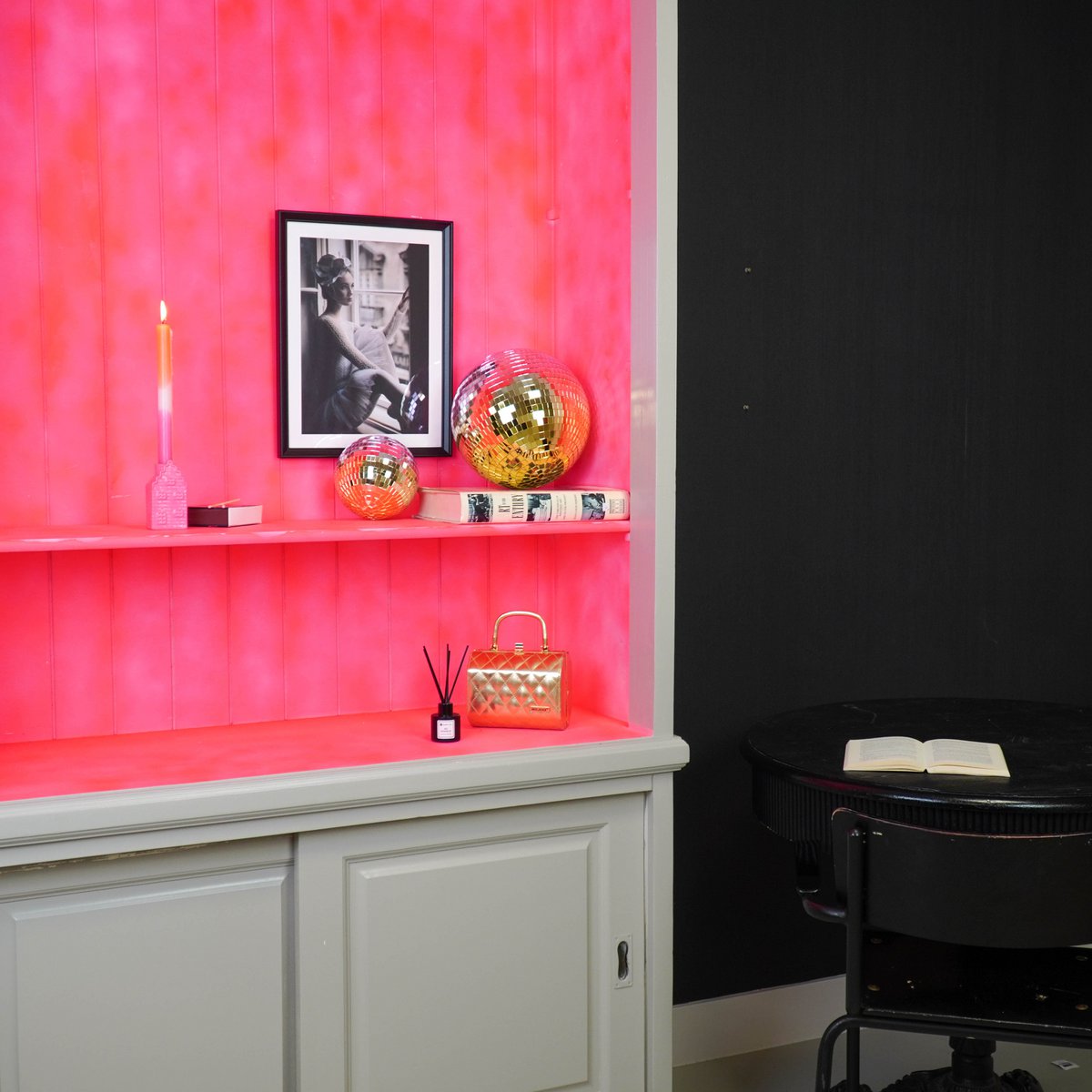 Kerstdecoratie - Kersthanger - Discobal - Foam - Roze/Goud - 25x25x25cm