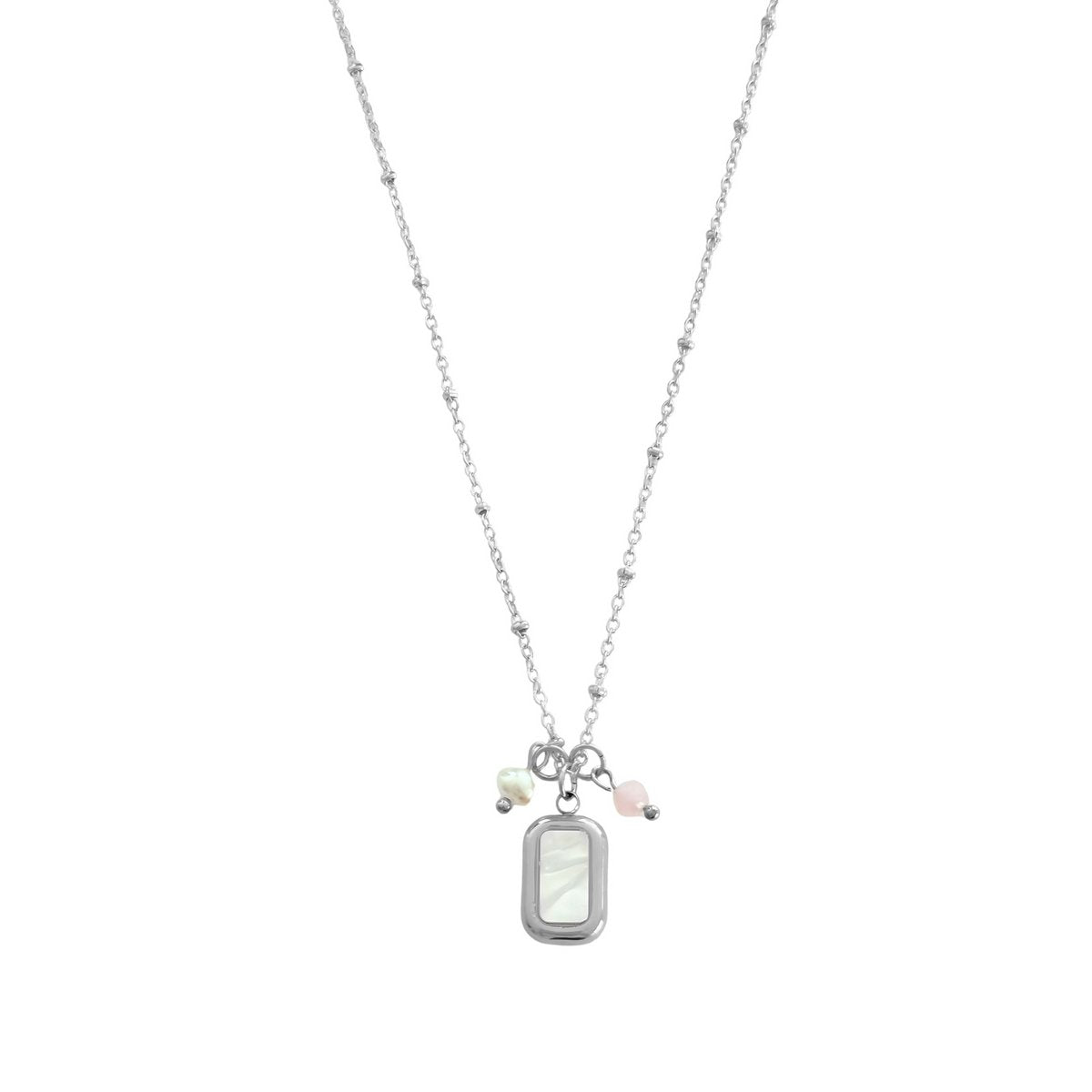 Schelp, Parel & Jade Ketting - Zilver
