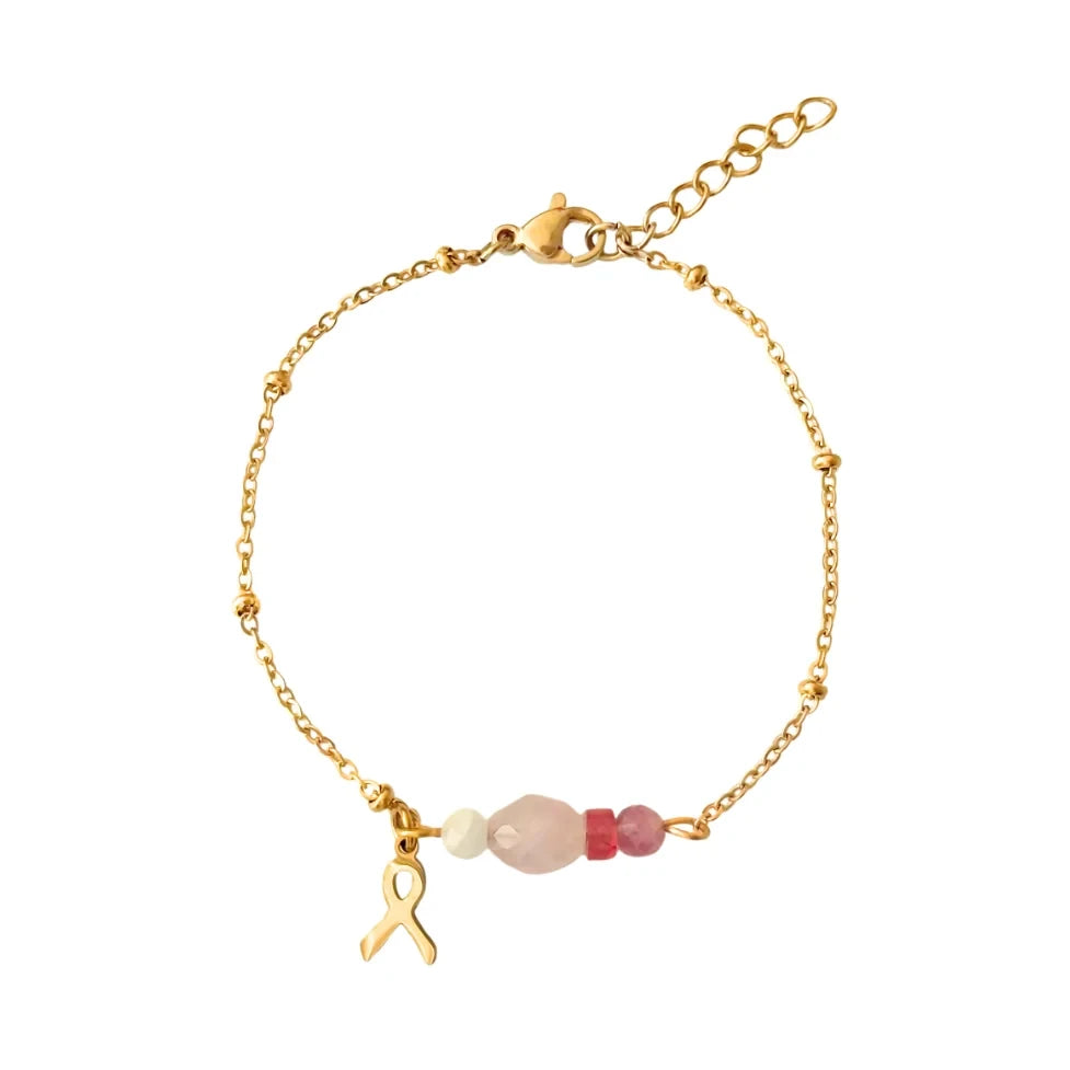 Edelstenen Armband – Goud – Voor Pink Ribbon🎗️
