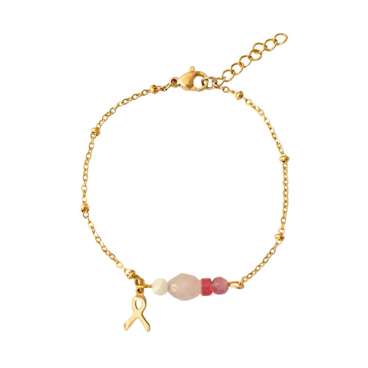 Edelstenen Armband – Goud – Voor Pink Ribbon🎗️