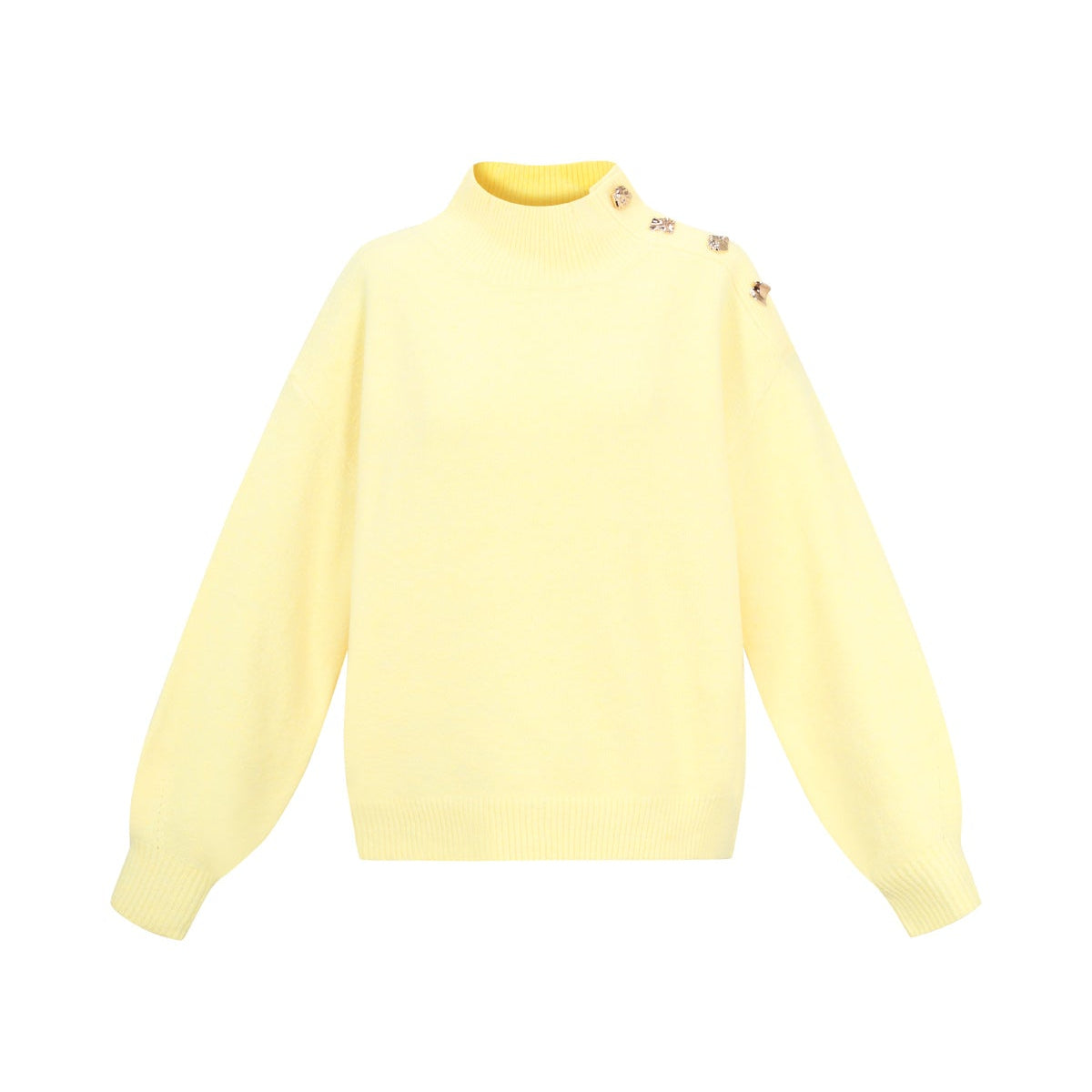 Gebreide Polyestervezel Vrouwen Trui met Schildkraag Casual Eenvoudige Kleur