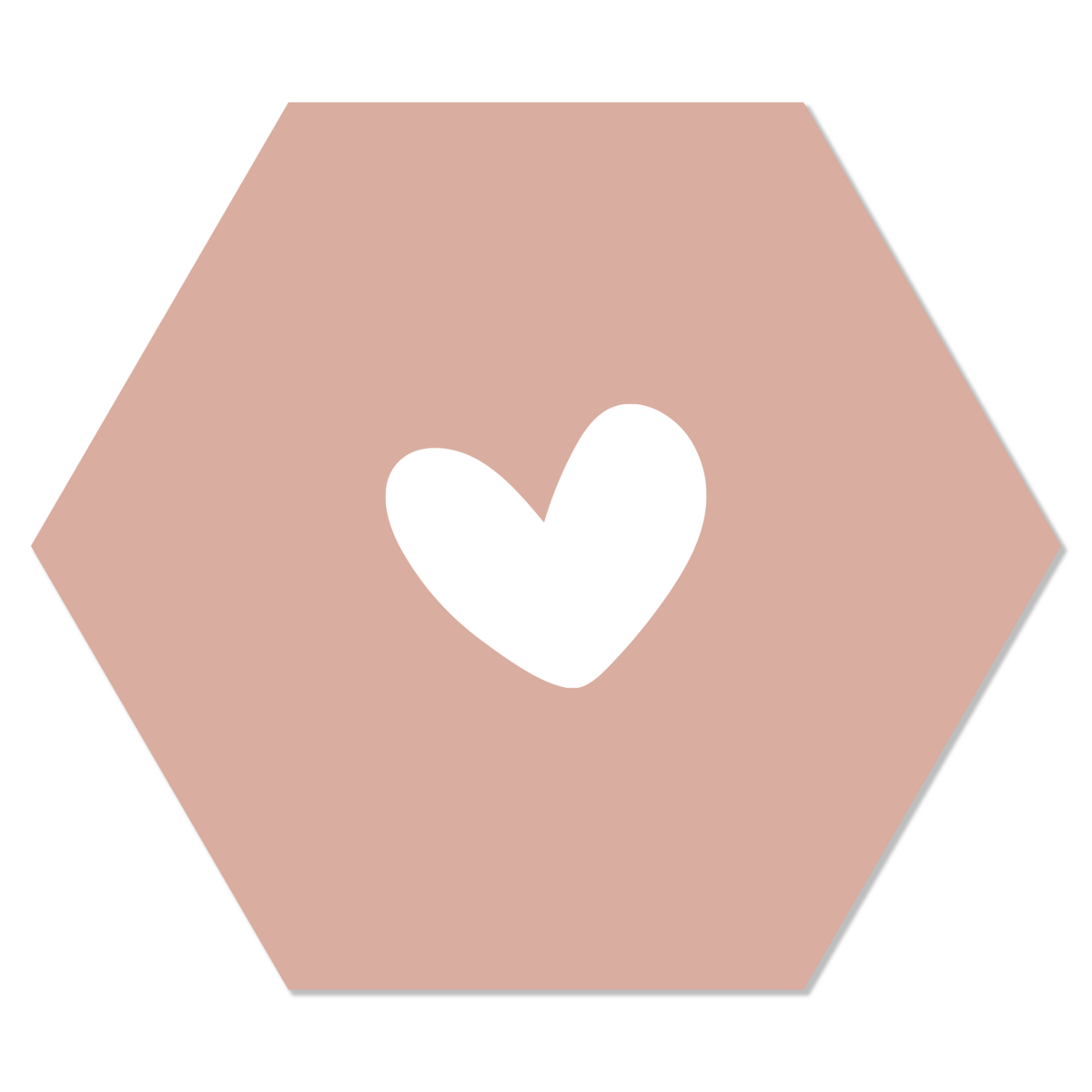 Muurhexagon hart zalm