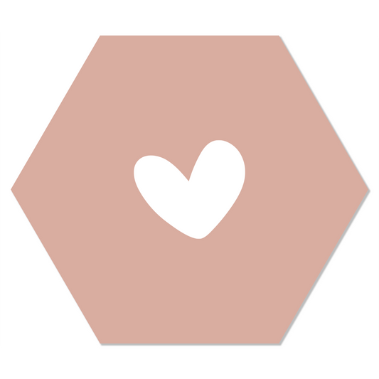 Muurhexagon hart zalm
