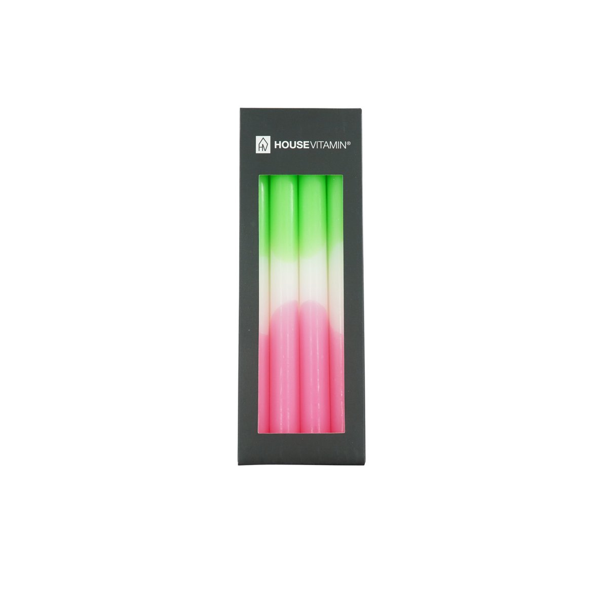 Kaarsen - groen/wit/roze (set van 4)