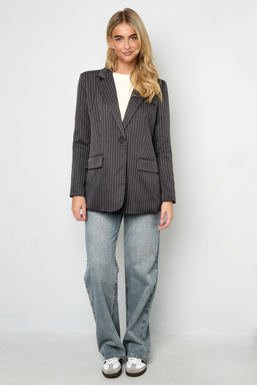 Woven Polyester Fiber Vrouwen Suit Set Elegant Stripes Fall/Winter