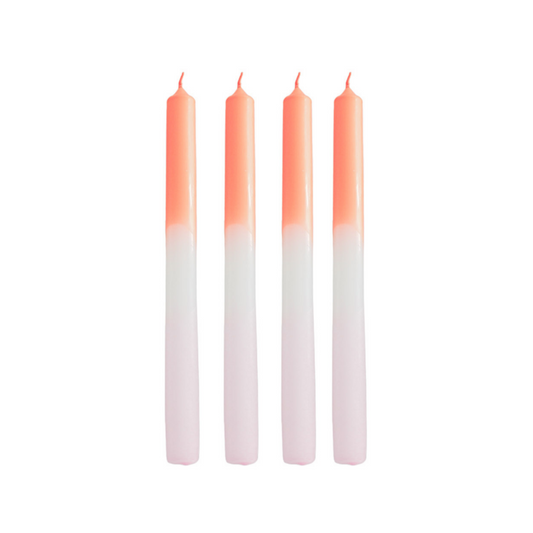 Kaarsen - neon oranje/wit/lichtroze (set van 4)