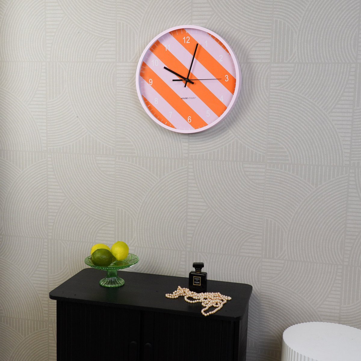 Gekleurde Gestreepte Wandklok - 34cm