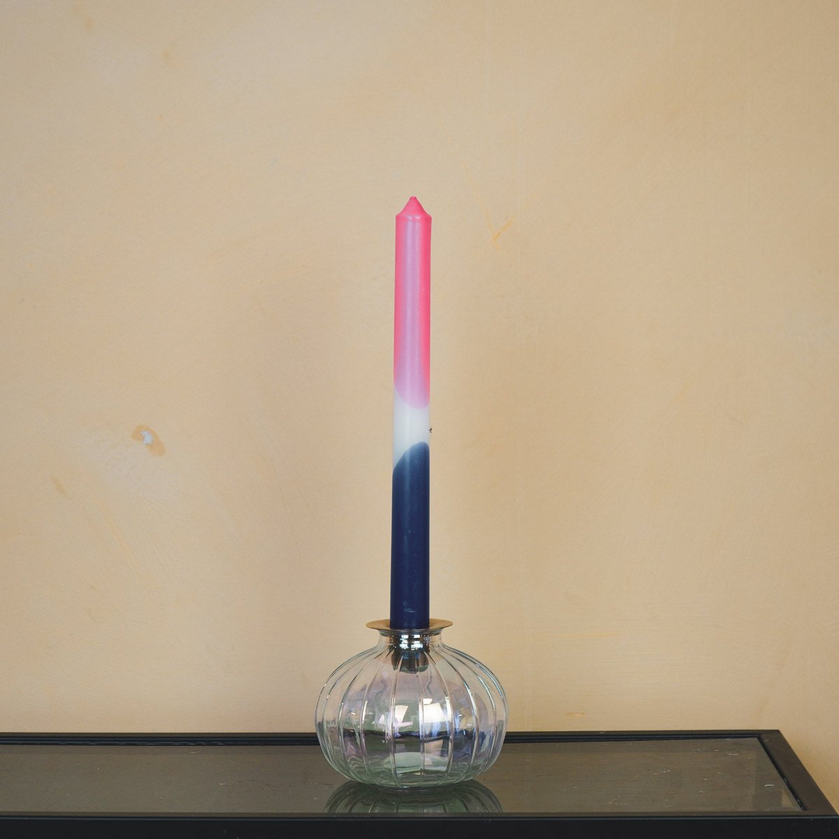 Kandelaar- Fles - Glas/Metaal-Regenboog/Goud