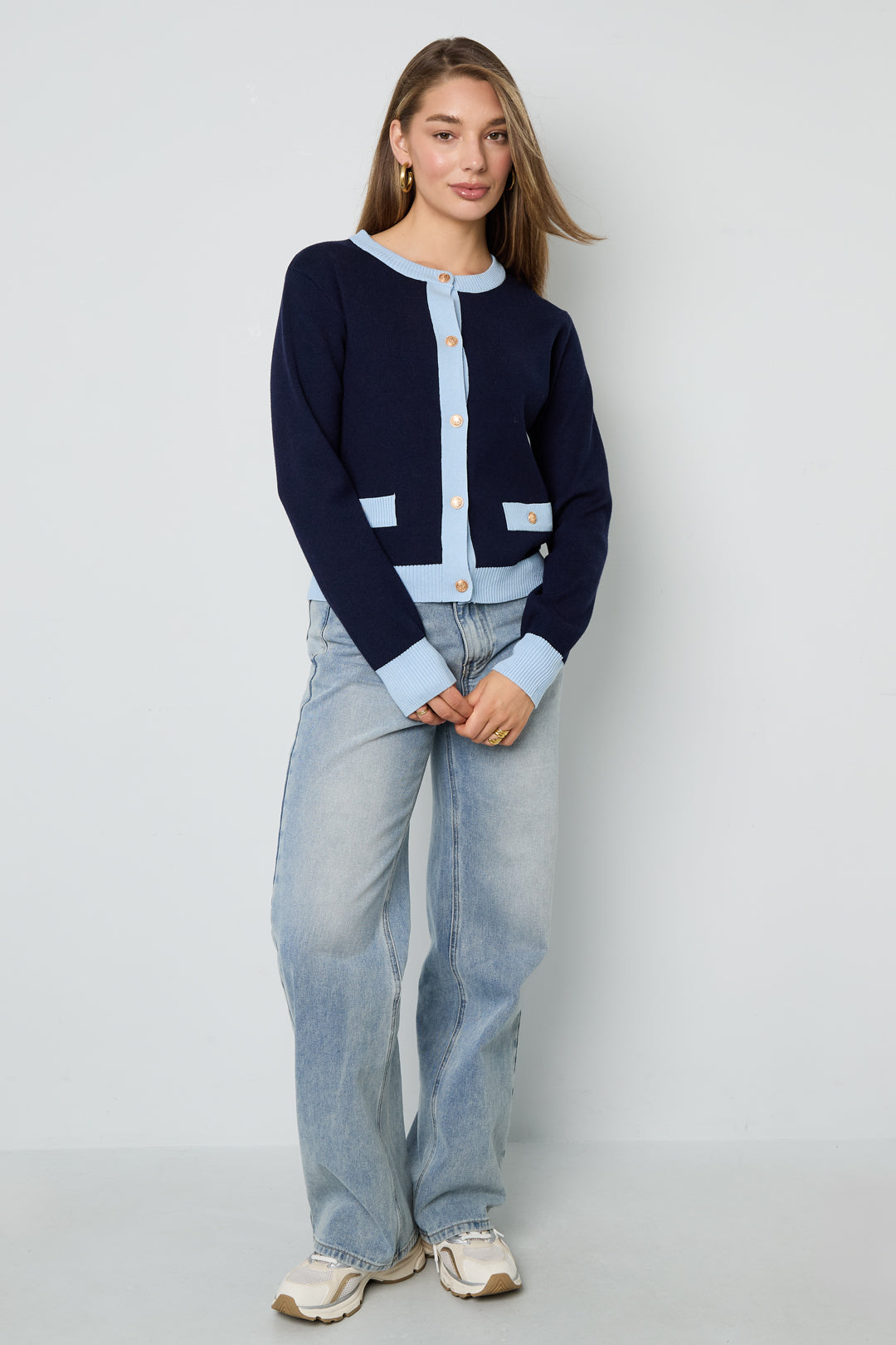 Gebreide Polyester Vrouwen Trui Casual Kleurcontrast