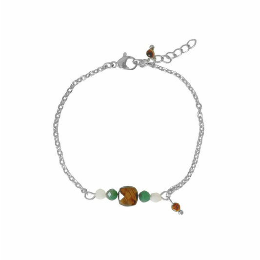 Tijgeroog & Smaragd Armband - Zilver