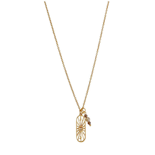 Alziend Oog Rookkwarts & Citrien Ketting - Goud