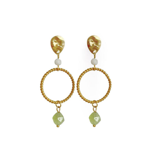 Statement Oorbellen Peridot & Maansteen - Goud