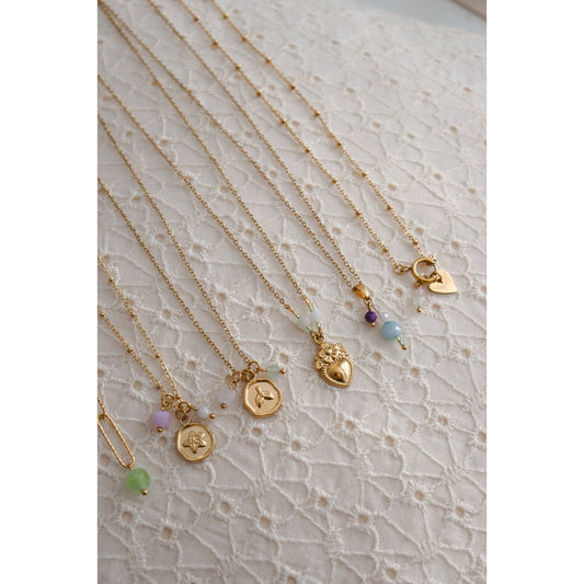 Hartje & Edelsteentjes Slot Ketting - Goud