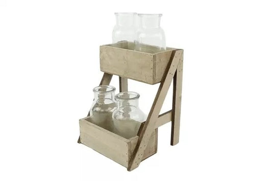 Tray hout, incl. 4 vaasjes